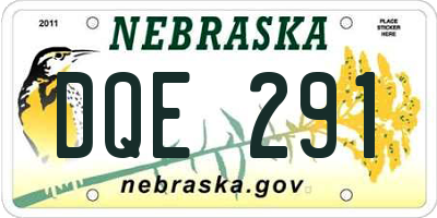 NE license plate DQE291