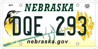 NE license plate DQE293