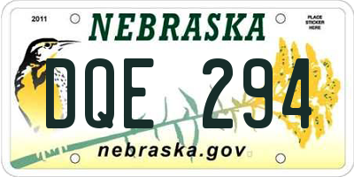 NE license plate DQE294