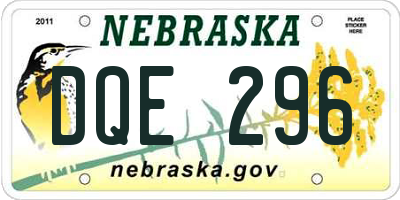 NE license plate DQE296