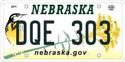 NE license plate DQE303