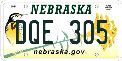 NE license plate DQE305
