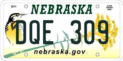 NE license plate DQE309