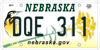 NE license plate DQE311