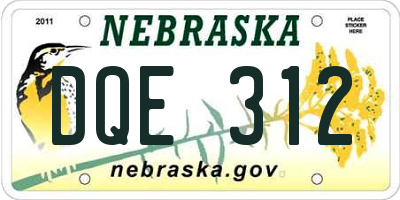 NE license plate DQE312