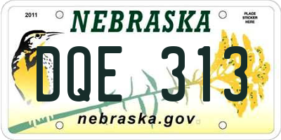NE license plate DQE313