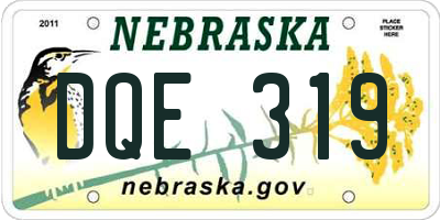 NE license plate DQE319