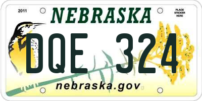 NE license plate DQE324