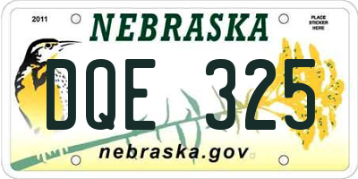 NE license plate DQE325