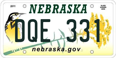NE license plate DQE331