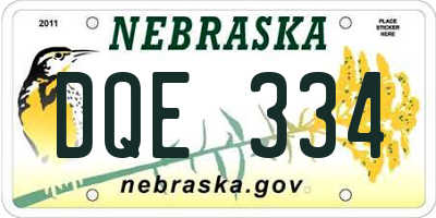 NE license plate DQE334