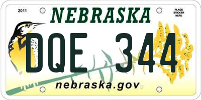 NE license plate DQE344