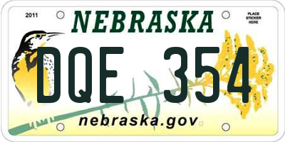 NE license plate DQE354