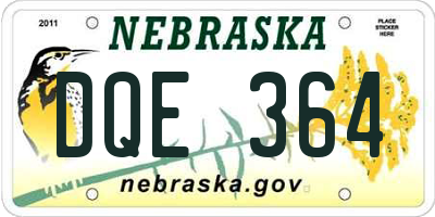 NE license plate DQE364