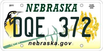 NE license plate DQE372