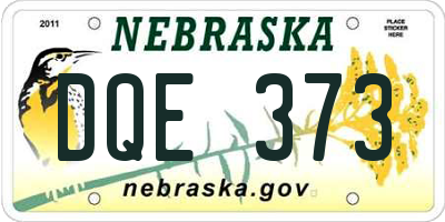 NE license plate DQE373