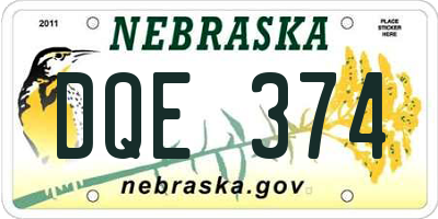 NE license plate DQE374