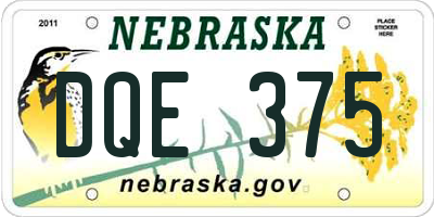 NE license plate DQE375