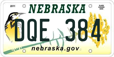 NE license plate DQE384