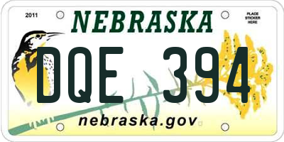 NE license plate DQE394