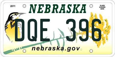 NE license plate DQE396