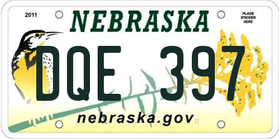 NE license plate DQE397
