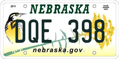 NE license plate DQE398