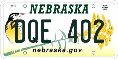 NE license plate DQE402