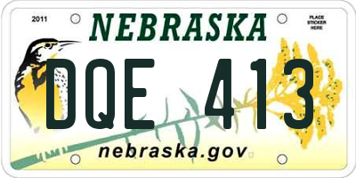 NE license plate DQE413