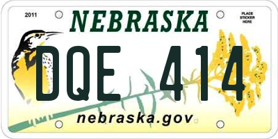 NE license plate DQE414