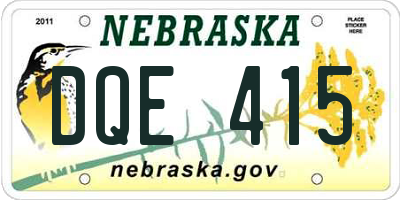 NE license plate DQE415
