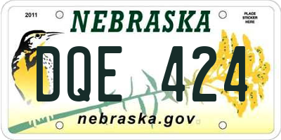 NE license plate DQE424