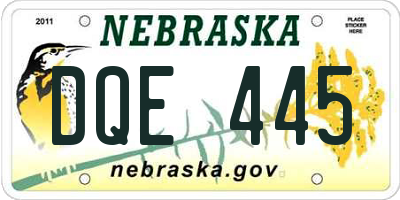 NE license plate DQE445