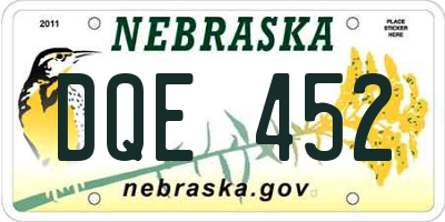 NE license plate DQE452