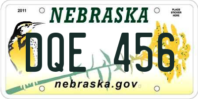 NE license plate DQE456
