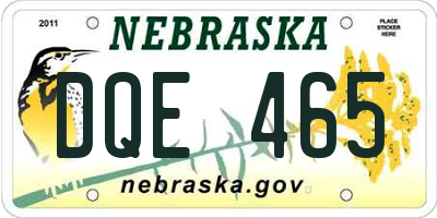 NE license plate DQE465