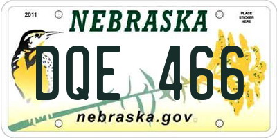NE license plate DQE466