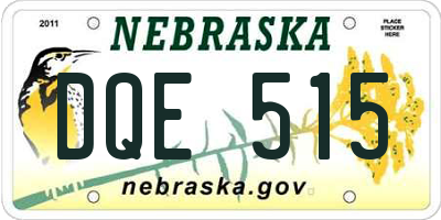 NE license plate DQE515