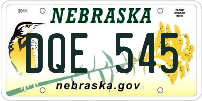 NE license plate DQE545