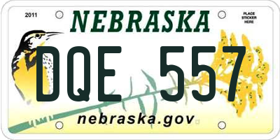 NE license plate DQE557