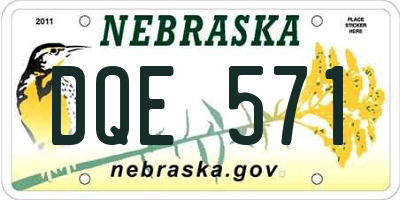 NE license plate DQE571