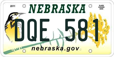 NE license plate DQE581