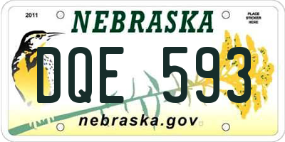 NE license plate DQE593