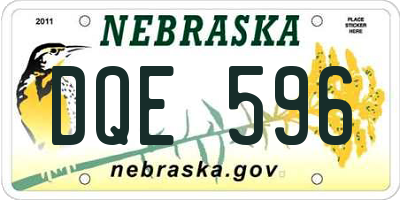 NE license plate DQE596