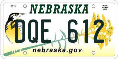 NE license plate DQE612