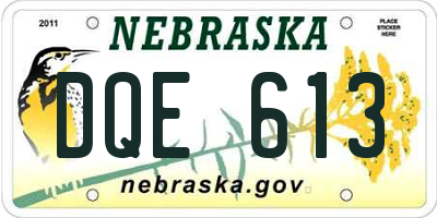 NE license plate DQE613