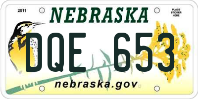 NE license plate DQE653