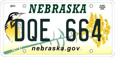 NE license plate DQE664