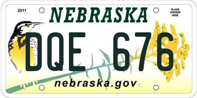 NE license plate DQE676