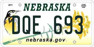 NE license plate DQE693
